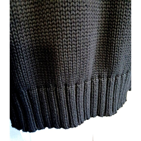 CHAPS Cable Knit Mens Medium1/4 Zip Black White Grandpa Sweater - Picture 4 of 11